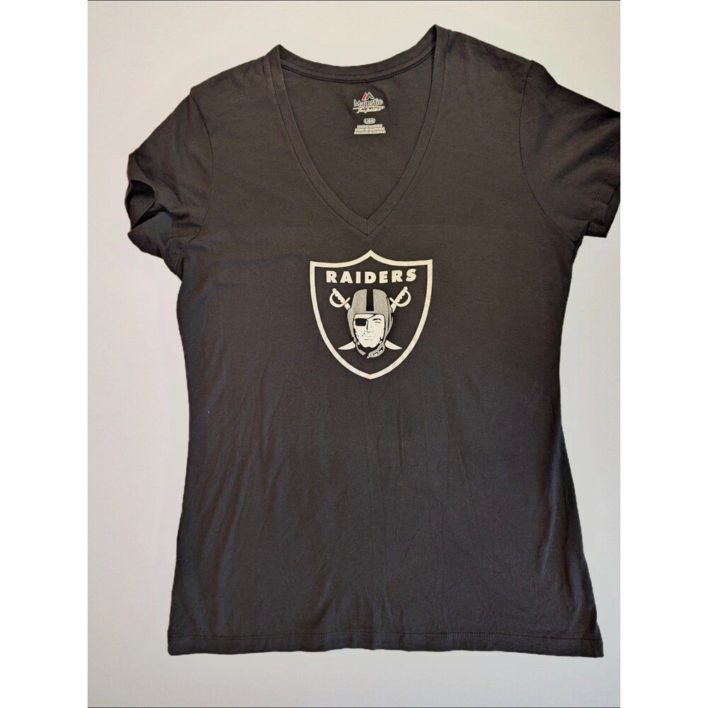 Women's Majestic Las Vegas Raiders Short Sleeve V-Neck T-shirt Black Large